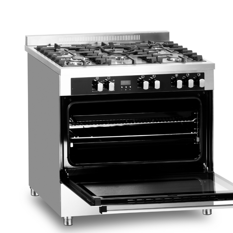 Fabriano F9P50E10-SSS 90cm, 5 Gas Burners (2 Triple Ring) + Electric Oven